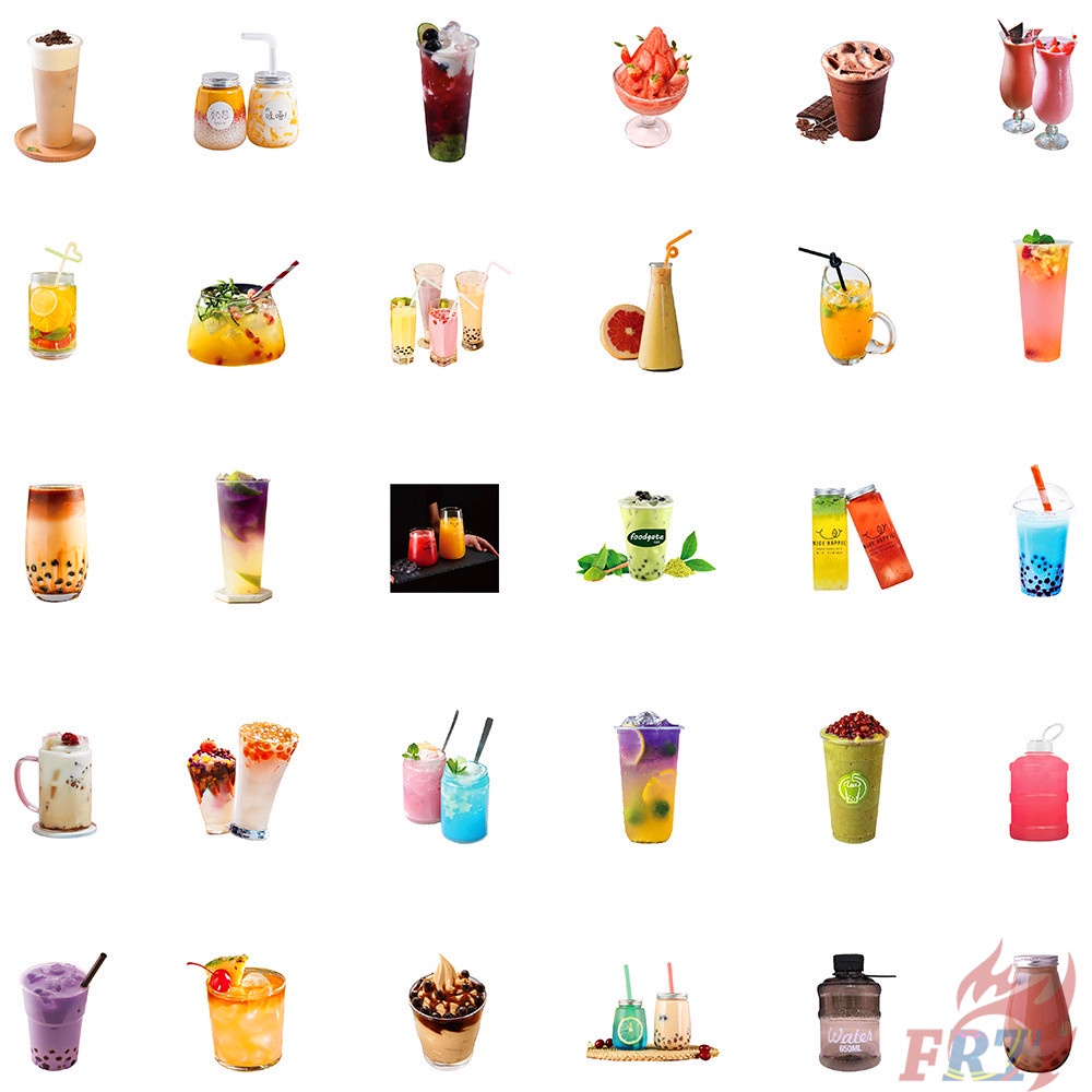❉ Miếng Dán Trang Trí Hình Ly Trà Sữa Trái Cây Mini 01 ❉Bộ 90 Miếng Dán Chống Thấm Nước Hỗn Hợp Hợp Thời Trang DIY