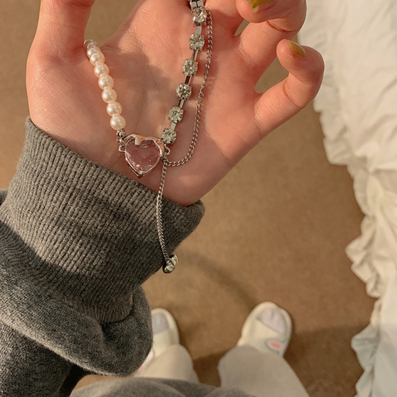 Vòng cổ Đính Ngọc Trai Hình Trái Tim Sang Trọng Ngọt Ngào Cá Tính Cho Nữ