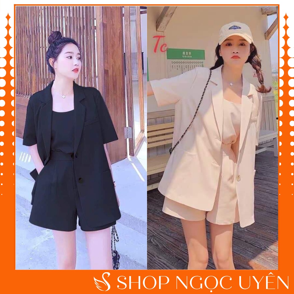 Set áo vest trơn basic cộc tay kèm quần short form oversize, set áo blazer kèm quần - Ngọc Uyên Store | WebRaoVat - webraovat.net.vn