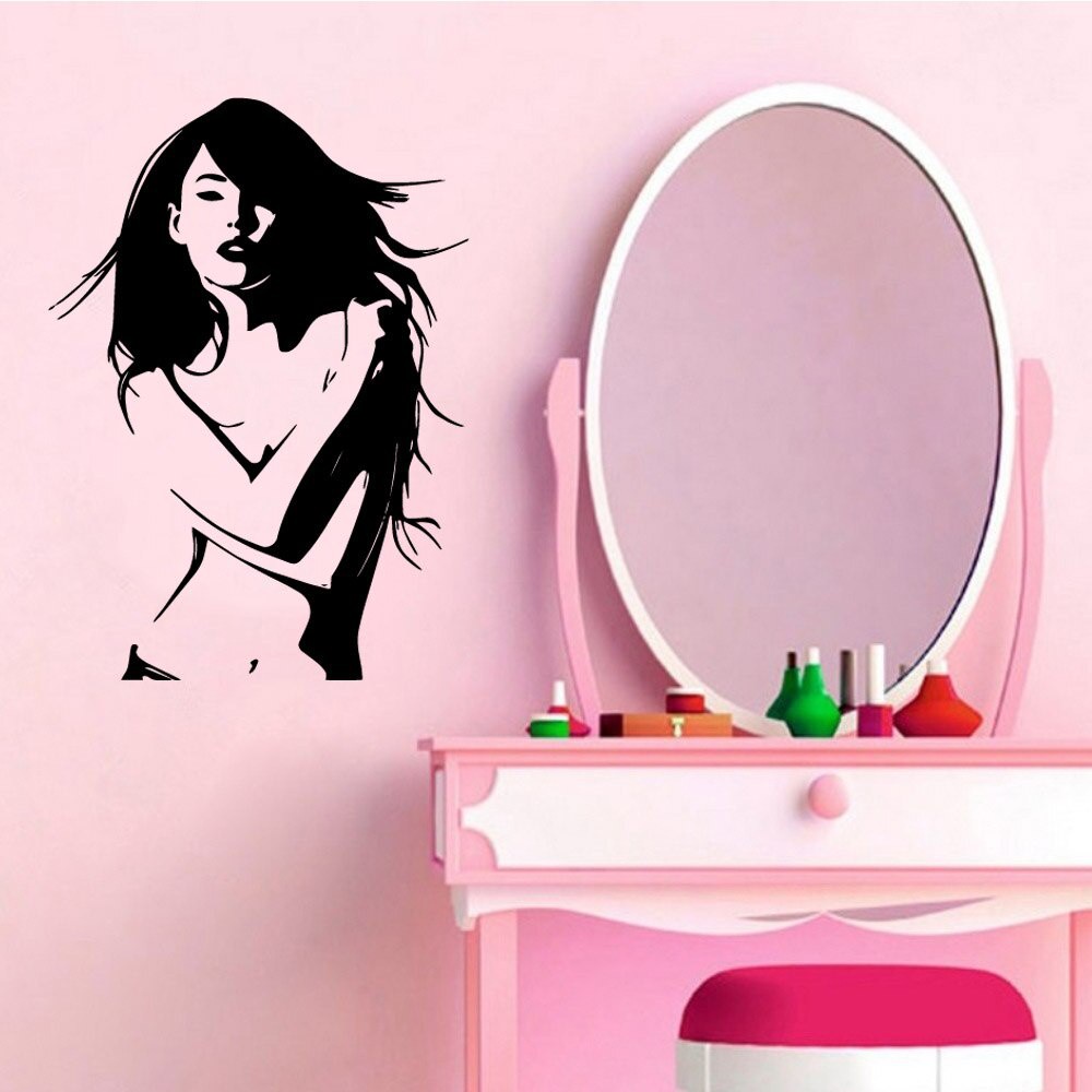 Miếng Dán Tường Trang Trí Hình Cô Gái Gợi Cảm Tháo Được