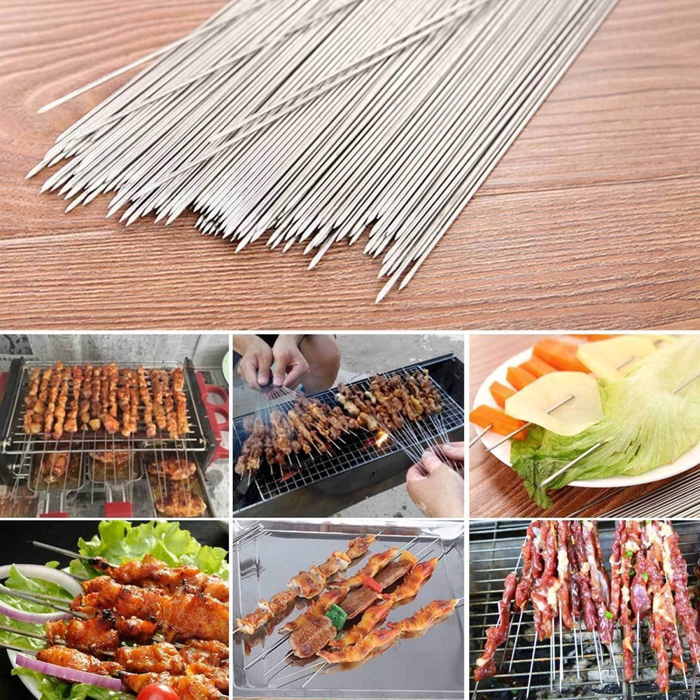 Set 10 xiên nướng BBQ kích thước 11" bằng chất liệu thép không gỉ | BigBuy360 - bigbuy360.vn