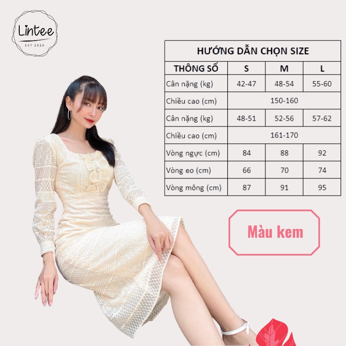 Đầm Công Sở Ren 2 Lớp, Váy Xinh Cao Cấp Form Đẹp Sang Trọng Thời Trang Nữ Lintee