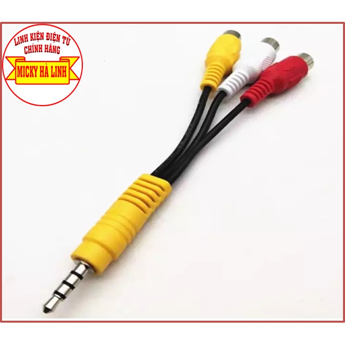 Cable AV 1 to 3 - Cáp 1 đầu jack 3.5 ra 3 đầu nối hoa sen