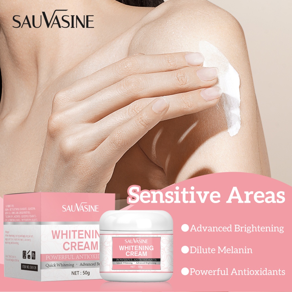 ♕Sauvasine Kem Làm Trắng Vùng Kín Làm Sáng Cải Thiện Vùng Dưới Cánh Tay Đầu Gối Bên Trong Đùi Mông Đốm Đen Ngay Cả Tông Màu Da Làm Ẩm Chăm Sóc Cơ Thể Upbest