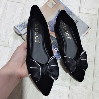 Giày bệt nhung đính nơ siêu xinh