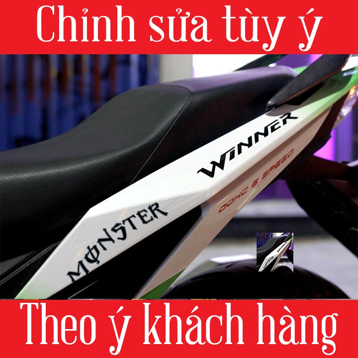 Tem Trùm Xe Winner Xanh Trắng Monster