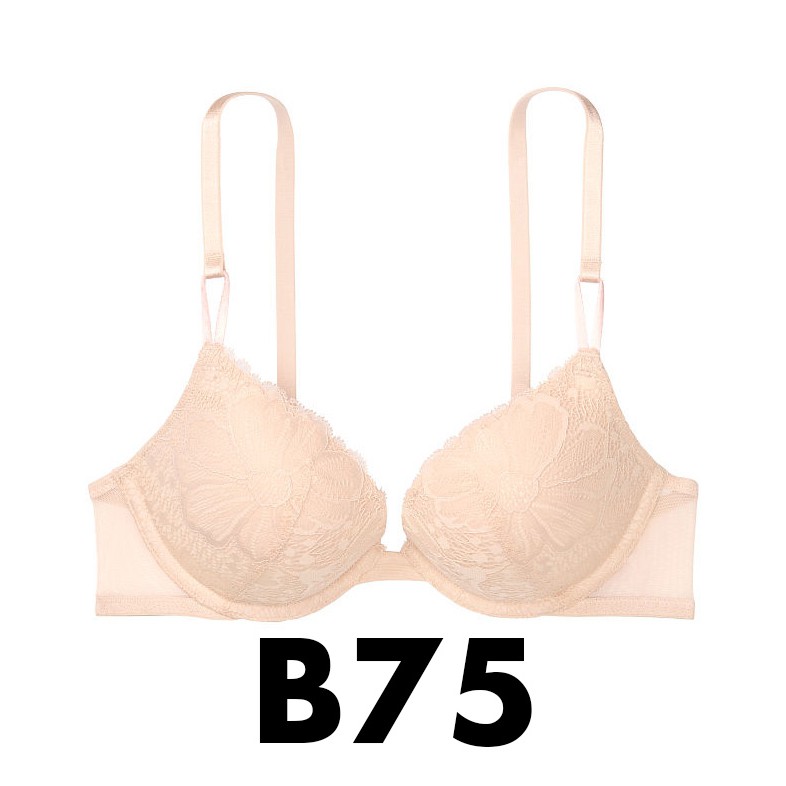 Áo Vic 34B/B75 - Áo màu da ren hoa (105) Favorite T Push-up mút nâng, Champagne Lace - Victoria's Secret