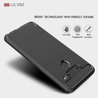 Casing LG V50 ThinQ carbon fiber brushed pattern phone case soft shell