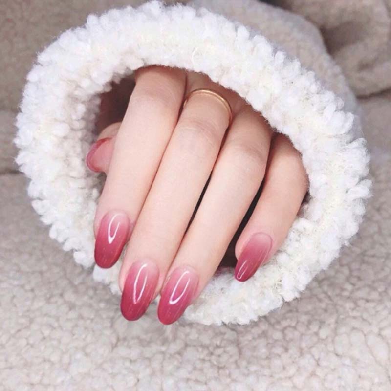 Miếng Dán Trang Trí Móng Tay Hình Hoa Sen Màu Gradient Thời Trang