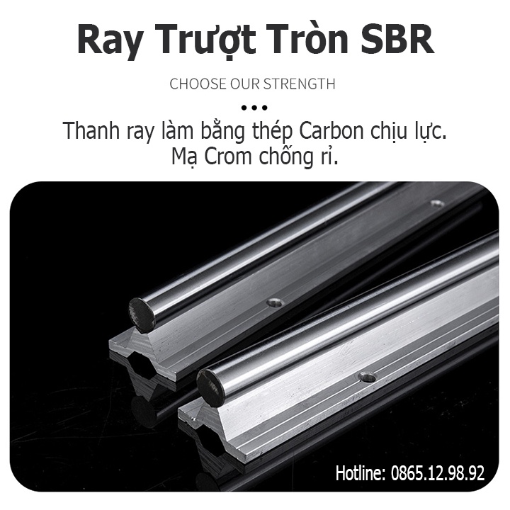 Thanh Trượt Bi Ø12 Dẫn Hướng Chuẩn (Gồm: 1 Thanh Ray SBR12 Dài 1.5m + 2 Bi Trượt) Ray Trượt Chống Rỉ Xước Độ Cứng Cao