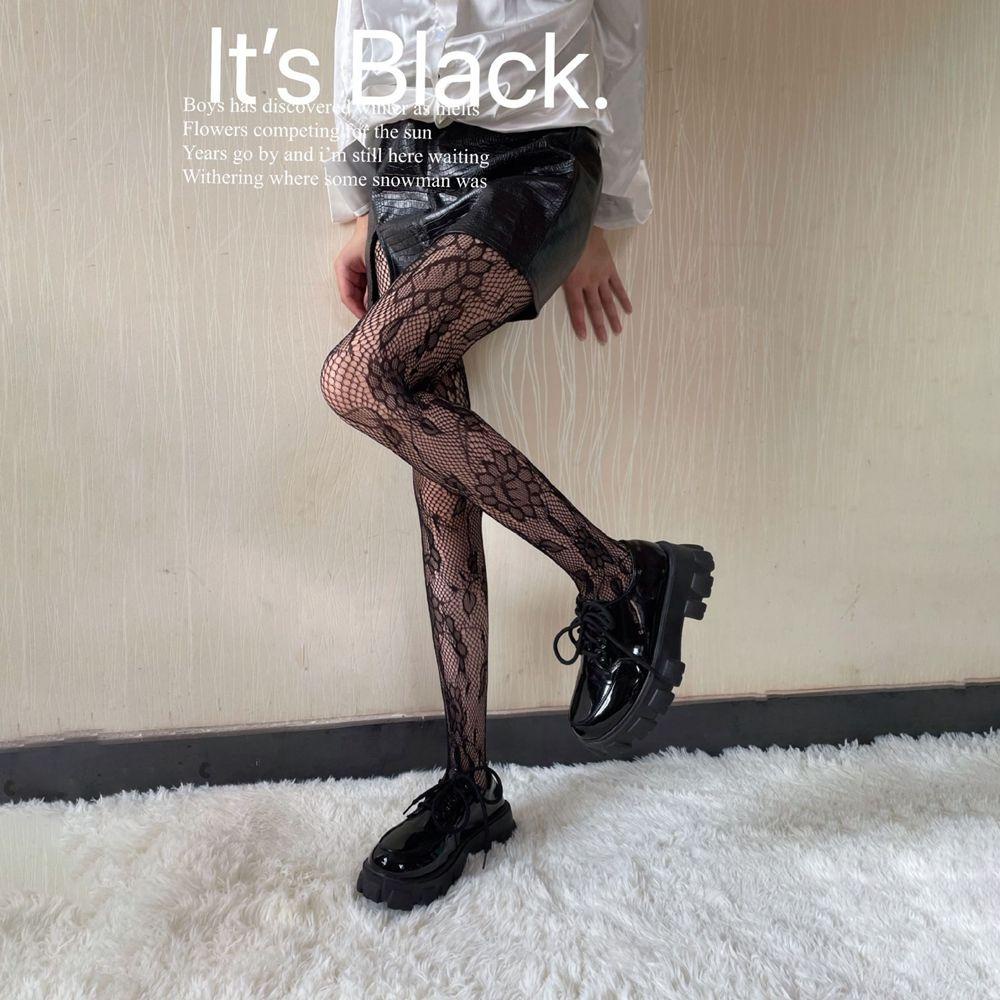 Quần Tất Lưới Màu Đen Họa Tiết Hoa Hướng Dương Phong Cách Lolita