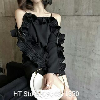 Áo trễ vai phối bèo. Hàng thiết kế