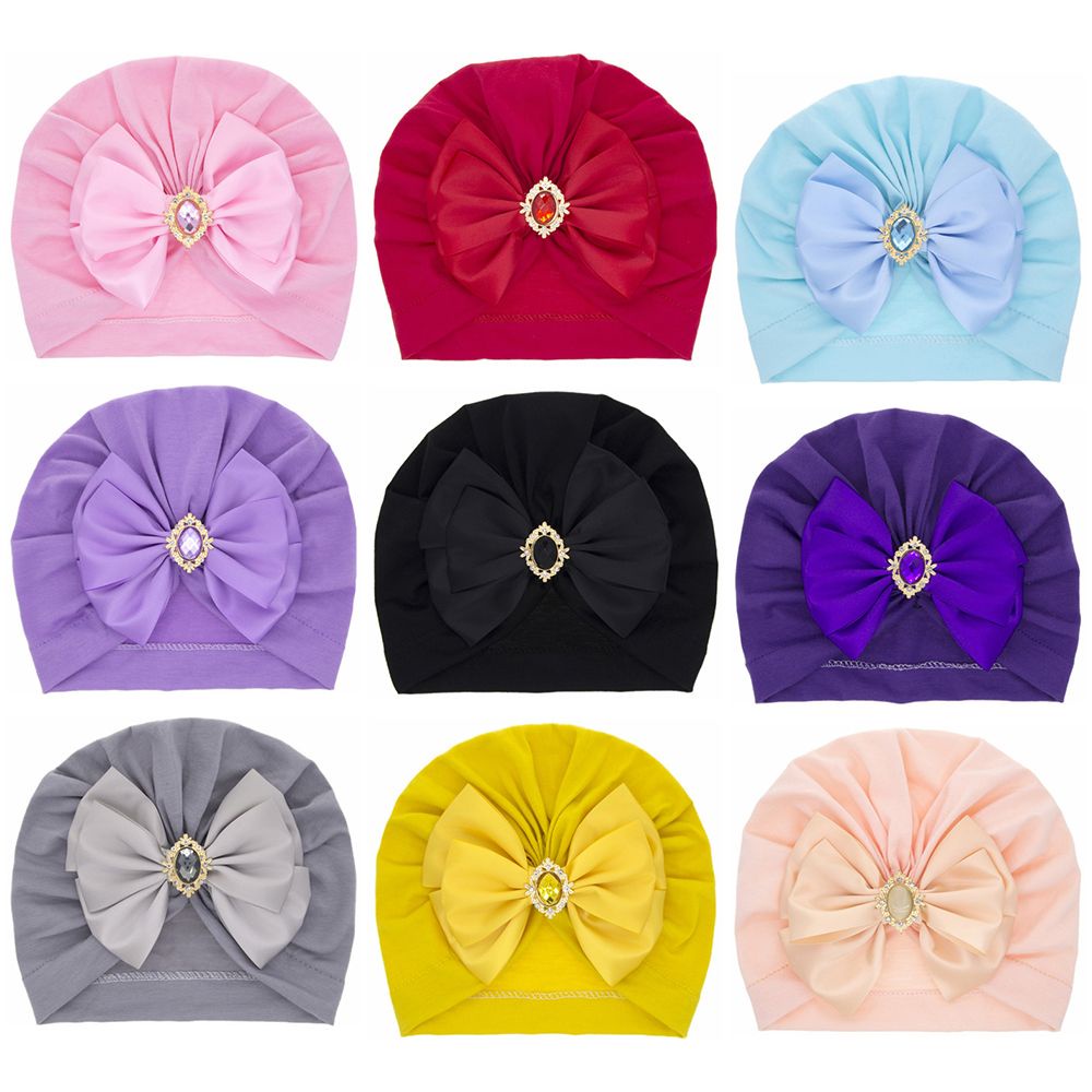 Mũ turban vải cotton mềm thắt nơ xinh xắn cho bé gái MIHAN1