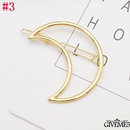 Kẹp tóc hình tam giác/mặt trăng/hình tròn bằng hợp kim thời trang xinh xắn