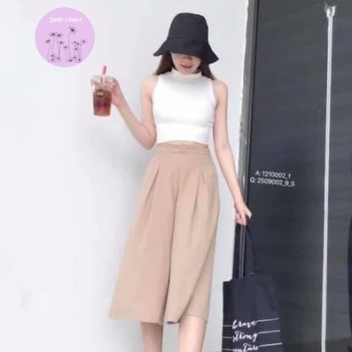 Quần Ống Rộng Đũi Suông Xếp Ly Dáng Lửng