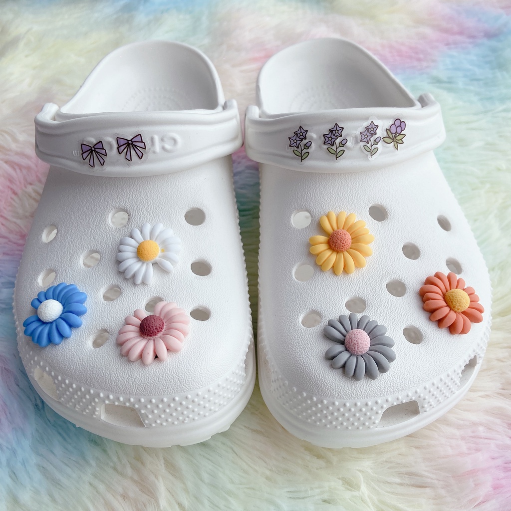 sticker dép crocsSet 6 Phụ Kiện Nút Giày Diy Chuyên Dụng#Daisy Nhỏ
