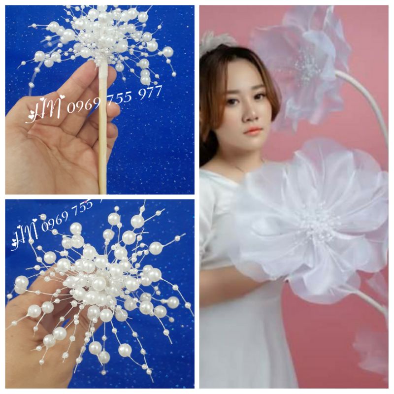 Chùm dây hạt cườm làm nhụy hoa voan khổng lồ