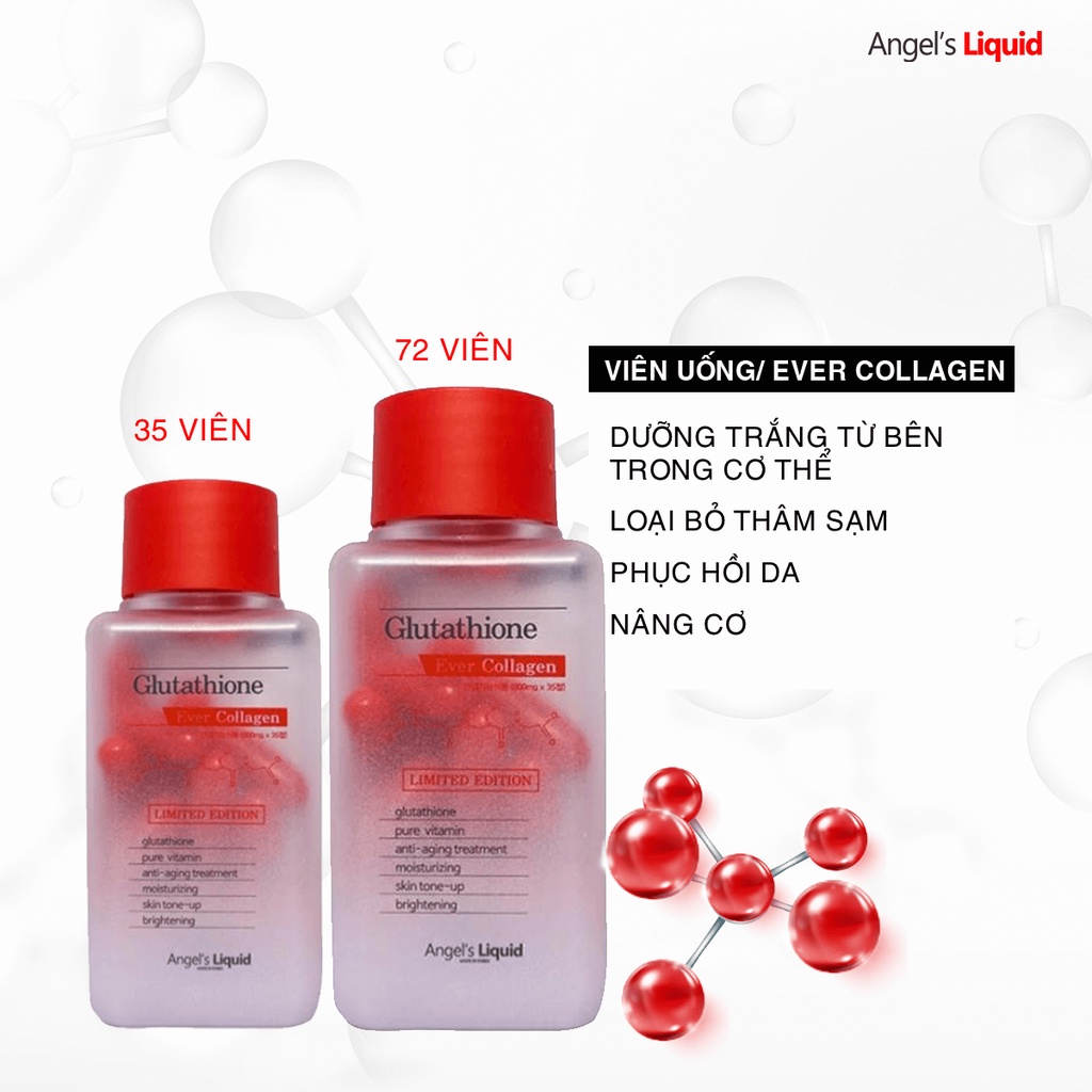 Viên Uống Trắng Da Angel's Liquid Glutathione Ever Collagen 72 Viên