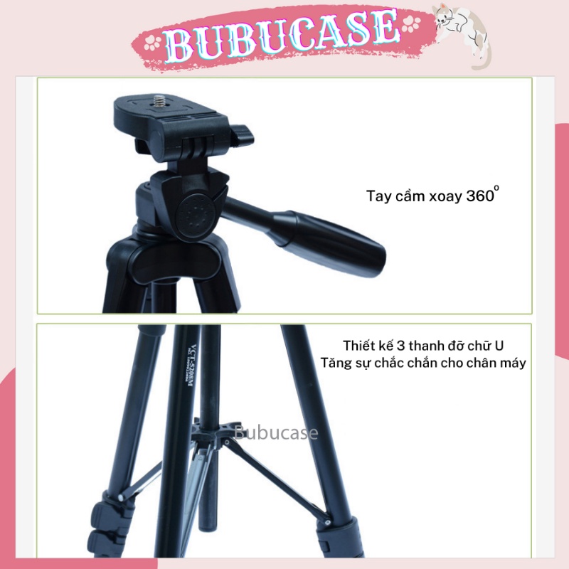 Giá đỡ Điện thoại / Máy ảnh / Tripod Yunteng 5208RM chất liệu nhôm cao cấp linh hoạt tối đa