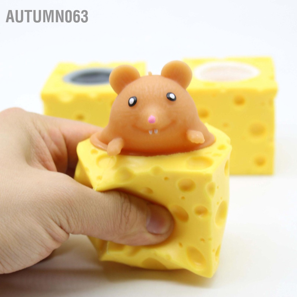Đồ chơi chuột phô mai Squish Thân thiện với môi trường Silicone mềm Chống lo âu căng thẳng Giảm Bóp Phô Autumn063