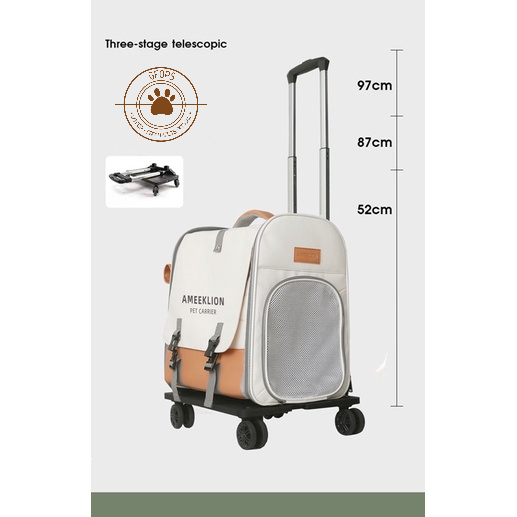 Vali kết hợp balo vận chuyển cao cấp cho chó mèo- Balo vali lưới thoáng khi - 4pets offical