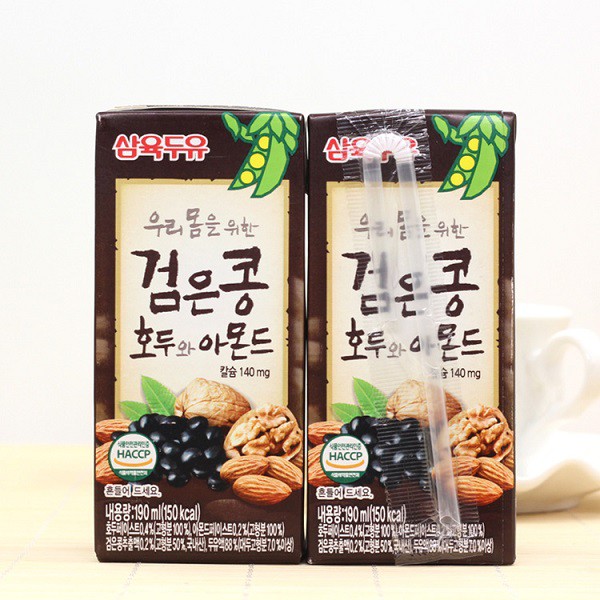 Thùng 24 Hộp Sữa nước óc chó đậu đen hạnh nhân Hàn Quốc SAHMYOOK 190ML
