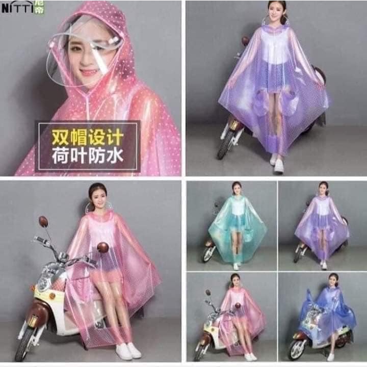 ÁO MƯA CHẤM BI có kính hàng to, đẹp, dày dặn