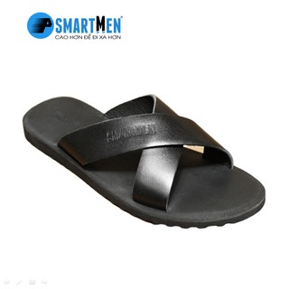 Dép da bò SMARTMEN màu đen DD-03Đ