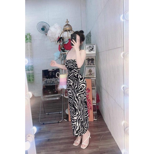 Váy bodyy vằn dáng dài sang chảnh