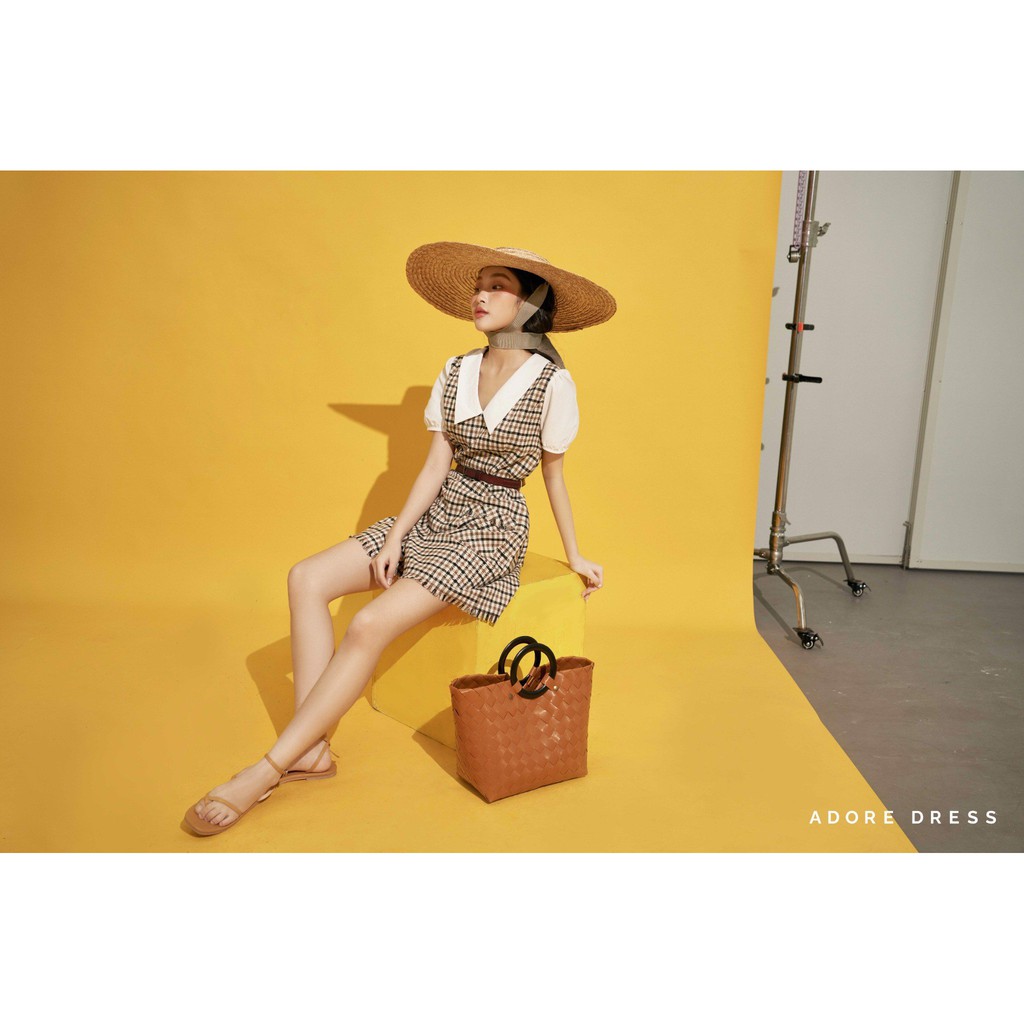 Jumpsuit karo phối sơ mi trắng 1JS1005 ADORE DRESS | BigBuy360 - bigbuy360.vn