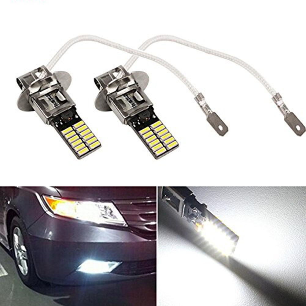2 đèn LED 12V H3 ánh sáng trắng 6500K 24-SMD 4014 dùng làm đèn xe ô tô