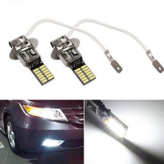 2 đèn LED 12V H3 ánh sáng trắng 6500K 24-SMD 4014 dùng làm đèn xe ô tô