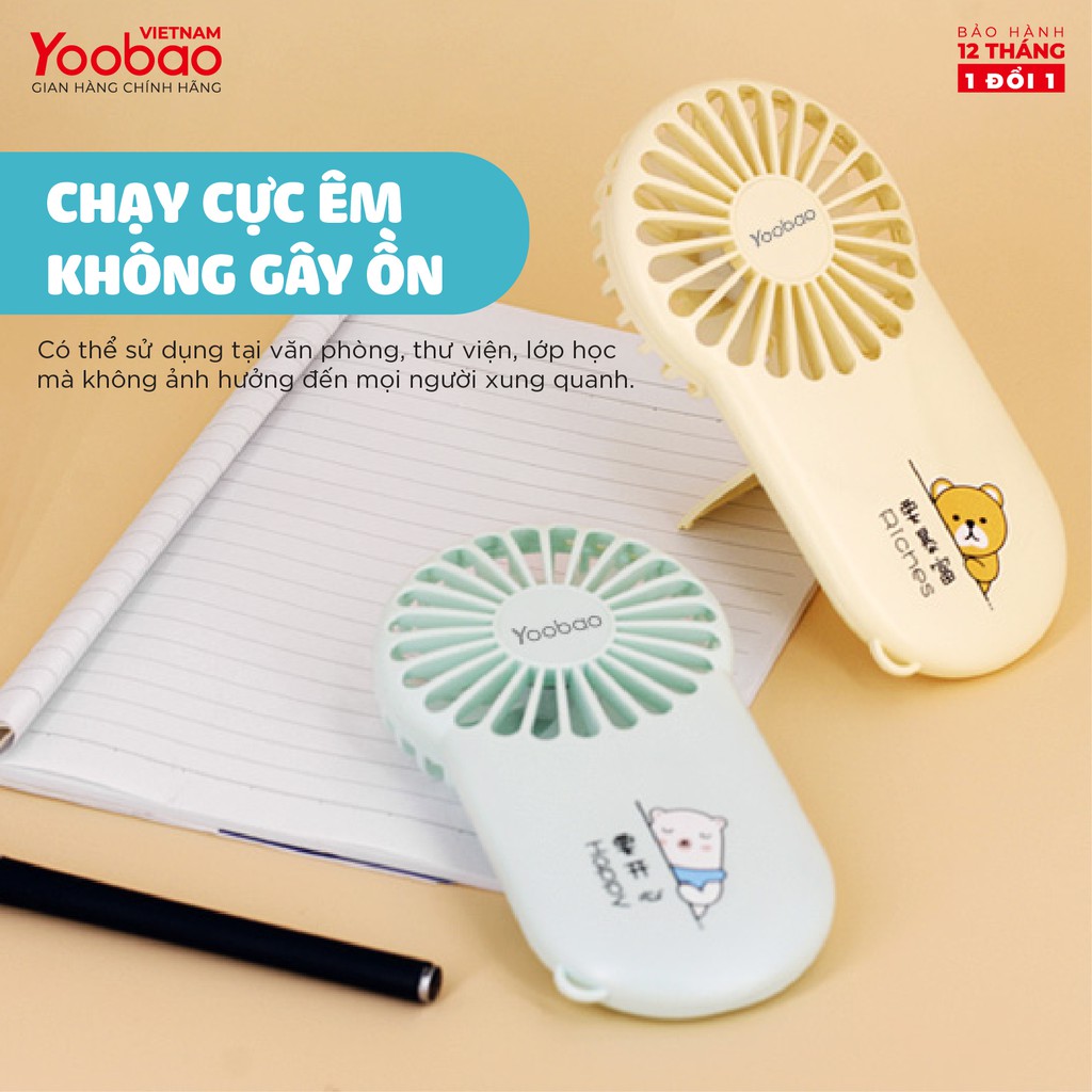 Quạt sạc mini cầm tay YOOBAO LT-S3152 - Kèm giá đỡ để bàn - 3 Chế độ gió - Hàng chính hãng - Bảo hành 12 tháng 1 đổi 1 | BigBuy360 - bigbuy360.vn