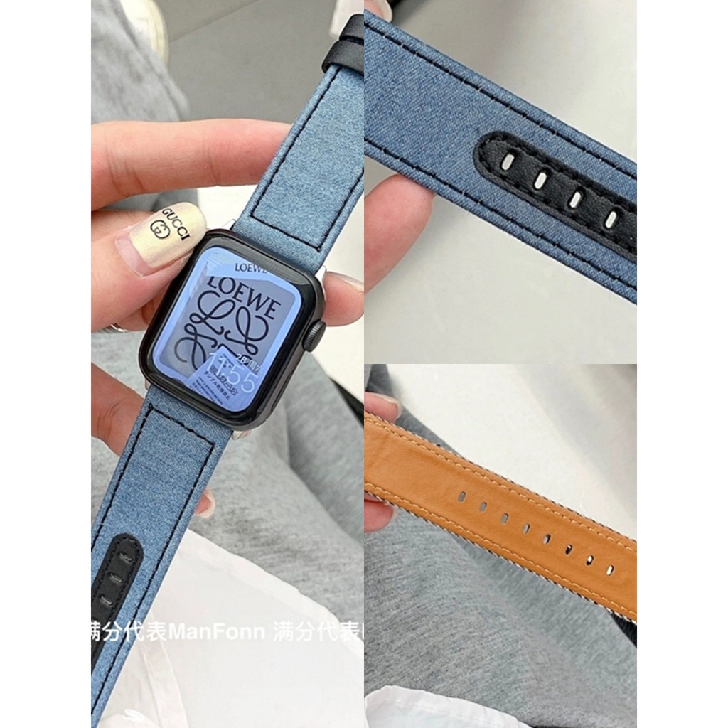 Dây Đồng Hồ Chất Liệu Da Pu Dày 41mm 45mm 38mm 40mm 42 mm 44mm Cho Apple Iwatch 7 6 5 Se 4 3 2