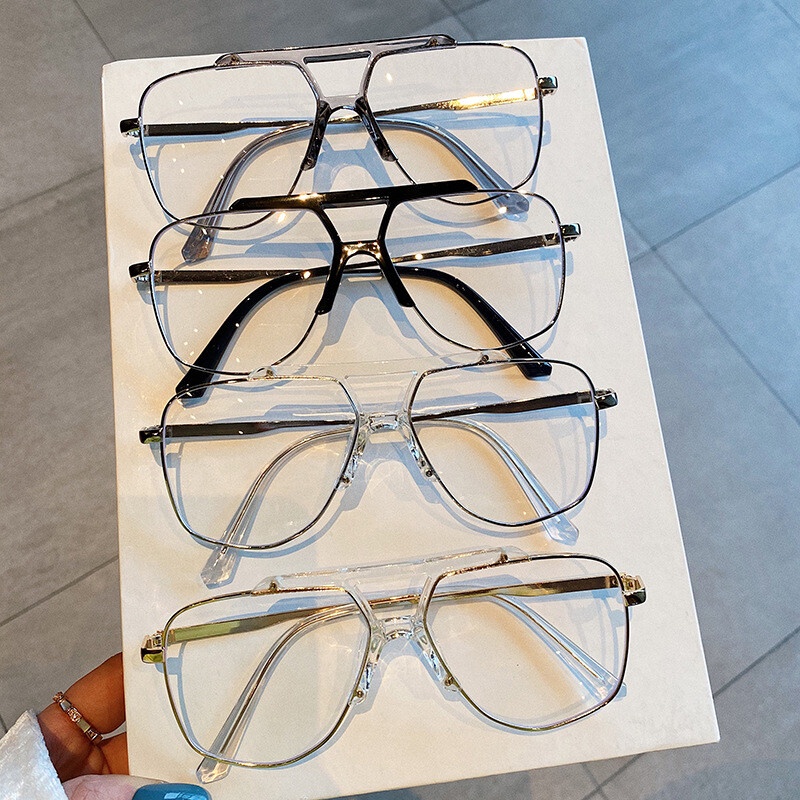 Mắt Kính Gọng Lớn Tròng Lục Giác Chống Ánh Sáng Xanh Thời Trang Mới 2020 Cho Nam