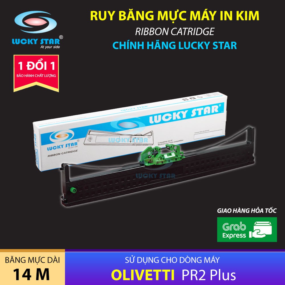 Ruy Băng Mực In Máy In Kim Olivetti PR2 Plus, Ribbon Catridge, Băng Mực Dài 14M, Thương Hiệu Lucky Star Chính Hãng