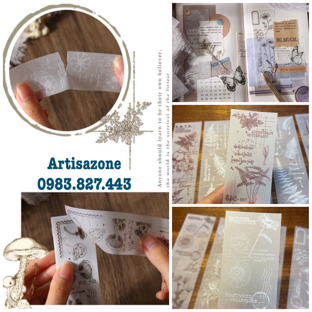 Giấy Can họa tiết trang trí: scrapbook, thiệp, sổ... - Set 10 tờ