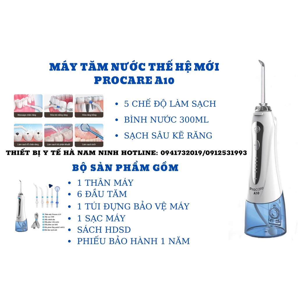Máy tăm nước cao cấp Procare A10 - Bảo hành miễn phí 1 năm - Bảo trì trọn đời
