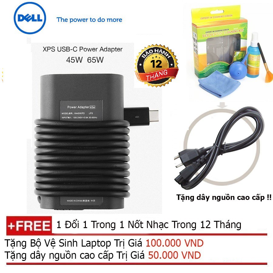 SẠC LAPTOP DELL Latitude USB Type C + Quà tặng vệ sinh laptop