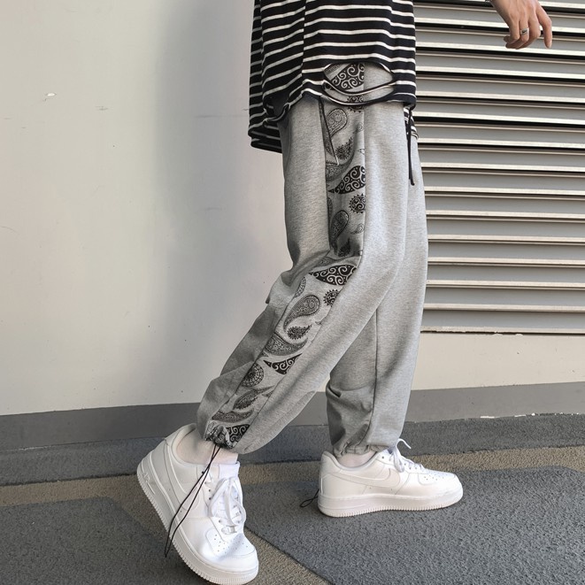 Quần ống rộng họa tiết hoa phong cách thể thao mùa hè mới cho nam và nữ