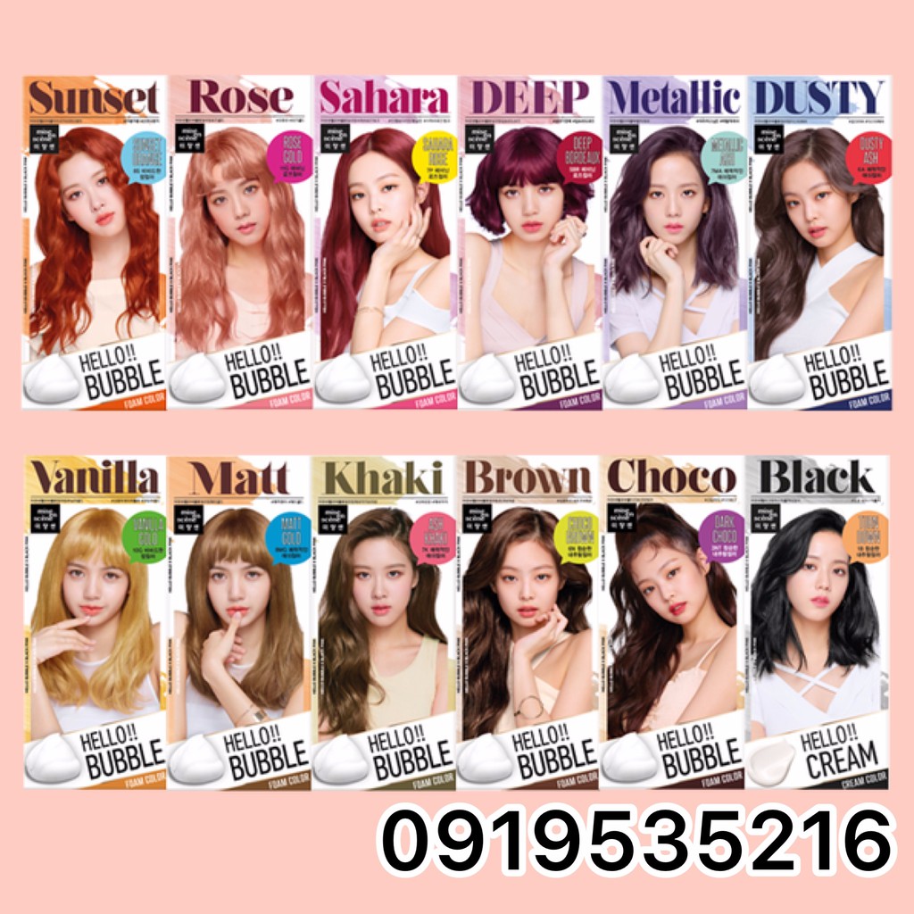 Thuốc nhuộm tóc gội nhuộm dạng bọt Hello Bubble Foam Mise en Scene x BLACKPINK version