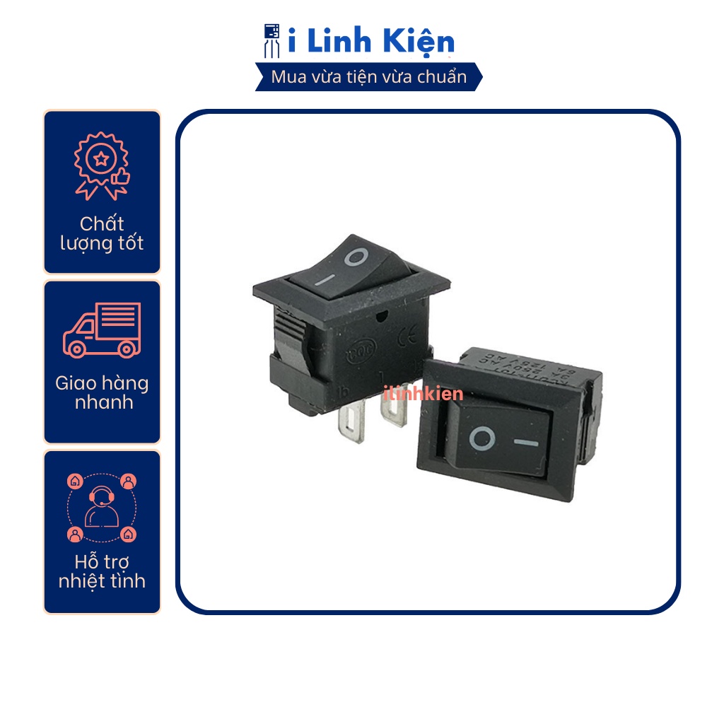 Công tắc bập bênh KCD11 2P 3A250V 10x15mm màu đen