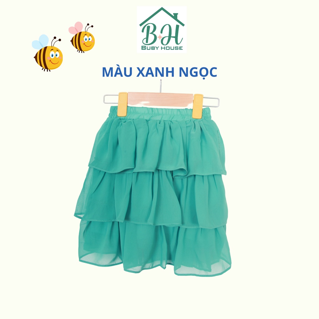 Chân váy bé gái Buby House CV01 chất liệu Voan mềm mại thiết kế 3 tầng điệu xinh cho bé gái đi học, đi chơi mùa hè