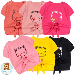 Áo thun bé gái size Đại cột nơ in mèo con cho bé 2 đên 7 tuổi từ 14 kg đến 24 kg 06666-06671