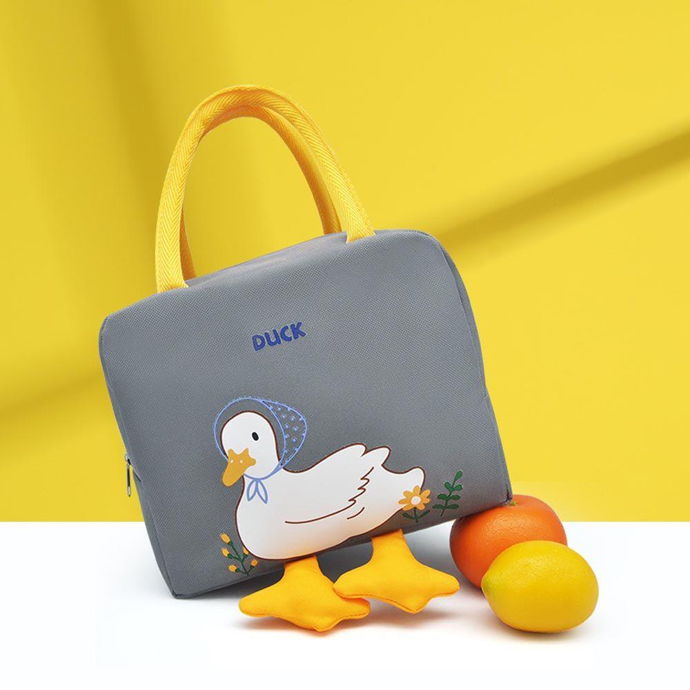Túi Đựng Hộp Cơm Trưa Giữ Nhiệt Chống Thấm Nước In Hình Vịt Dễ Thương Tiện Dụng