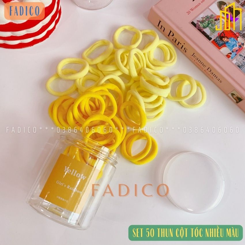 [HCM]set 50 Dây Cột Tóc,Chun cột tóc Co Giãn Nhiều Màu Sắc Dễ Thương Dành Cho Nữ-FADICO