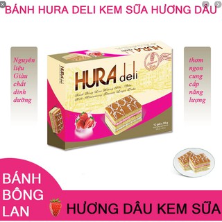 Bánh Hura Deli-Bánh Bông Lan Hương Sữa Dâu hộp 360g