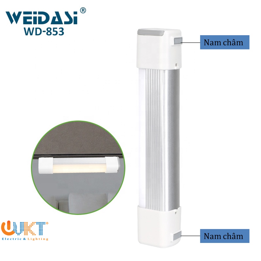 Đèn sạc tích điện có nam châm Weidasi WD-853