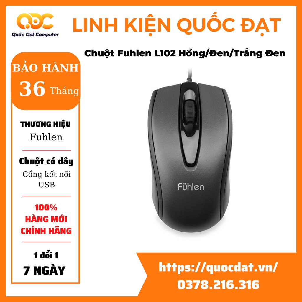 Chuột Fuhlen L102 Đen/Trắng Đen/Hồng Hàng Chính Hãng - BH 24 tháng