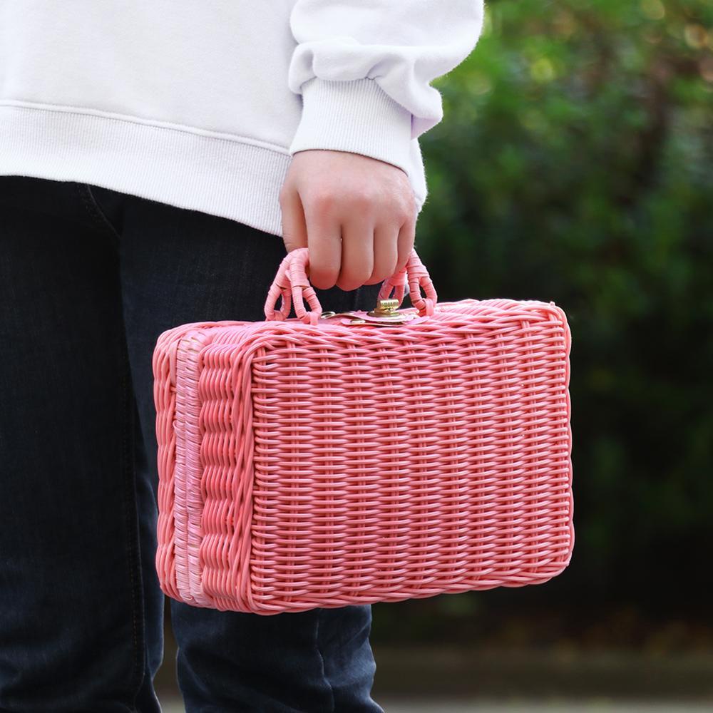 KUNHEV Giỏ Đan Mây Thủ Công Đựng Quà Tặng Phong Cách Retro